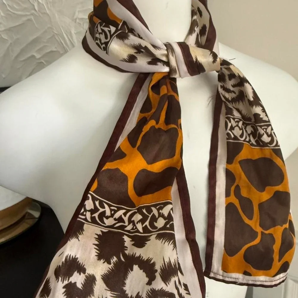 Brown and tan silk scarf with a boho‎ vibe
